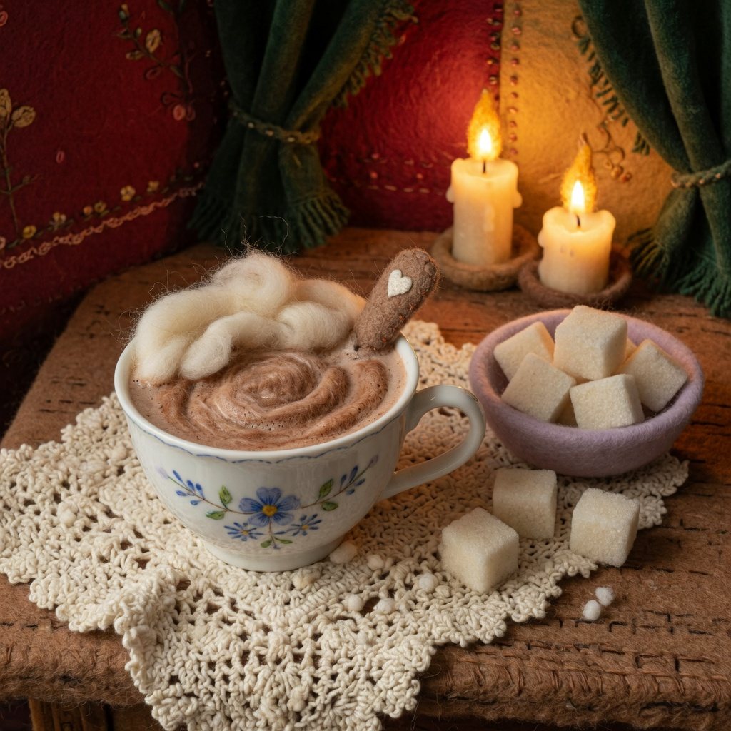 A sweet milky hot chocolate with sugar cubes
